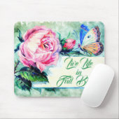 Waterverf Roos & Butterfly Inspirerend Quote Muismat (Met muis)