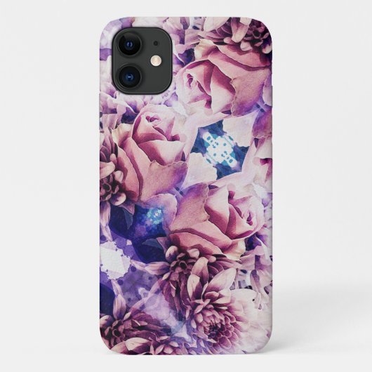 Waterverf Roos Chrysanthemum iPhone 11 Hoesje (Achterkant)
