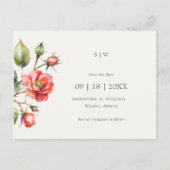 Waterverf Roos De datum opslaan Aankondigingskaart (Voorkant)