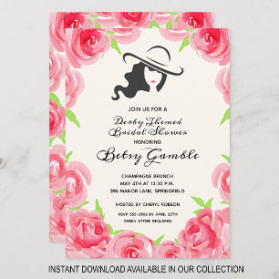 Waterverf Roos Derby Bridal Shower Invitations