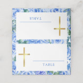 Waterverf Roos Dusty Blue Baptism Boy Plaatskaartje (Buitenkant ongevouwen)