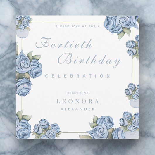 Waterverf Roos ELKE mijlpaal Floral Verjaardag Kaart