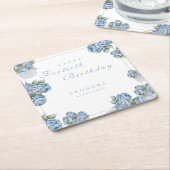 Waterverf Roos ELKE mijlpaal Floral Verjaardag Kartonnen Onderzetters (Schuin)