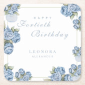 Waterverf Roos ELKE mijlpaal Floral Verjaardag Kartonnen Onderzetters (Voorkant)