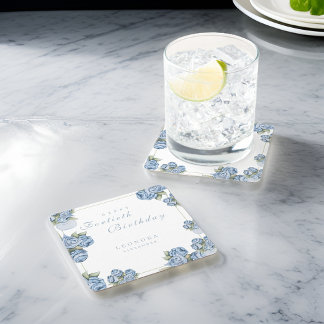 Waterverf Roos ELKE mijlpaal Floral Verjaardag Kartonnen Onderzetters