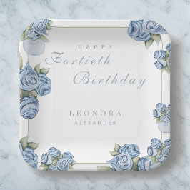 Waterverf Roos ELKE mijlpaal Floral Verjaardag Papieren Bordje