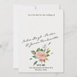 Waterverf Roos en bladbloem Save The Date