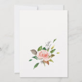 Waterverf Roos en bladbloem Save The Date (Achterkant)