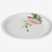 Waterverf roos en bruiloft met gebladerte papieren bordje (Gekanteld)