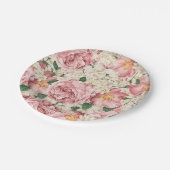 Waterverf  Roos en Hydrangeapatroon Papieren Bordje (Gekanteld)