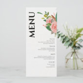 Waterverf roos en naaldhout menu (Staand voorkant)