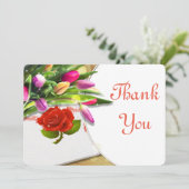Waterverf roos en Tulip Hartelijk dank Bedankkaart (Staand voorkant)