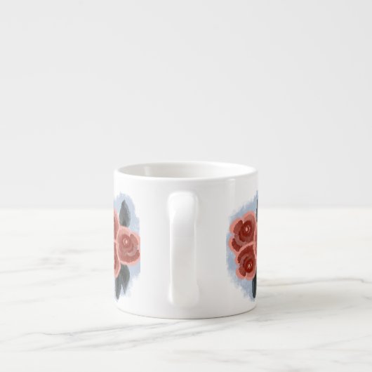 Waterverf  Roos Espresso Kop (Achterkant)