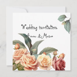 Waterverf  roos feestdagenkaart