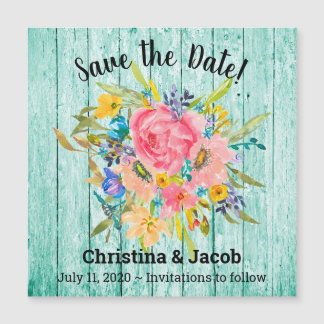 Waterverf Roos Floral Bouquet Aqua Save the Date