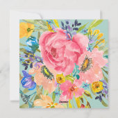 Waterverf Roos Floral Bouquet Aqua Save the Date Feestdagenkaart (Achterkant)