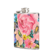 Waterverf Roos Floral Bouquet Heupfles (Links)