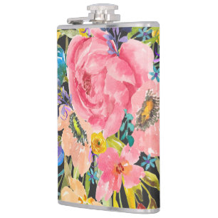 Waterverf Roos Floral Bouquet Heupfles