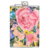 Waterverf Roos Floral Bouquet Heupfles (Voorkant)