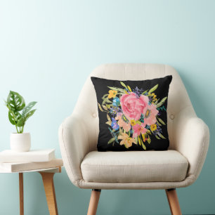 Waterverf Roos Floral Bouquet Kussen