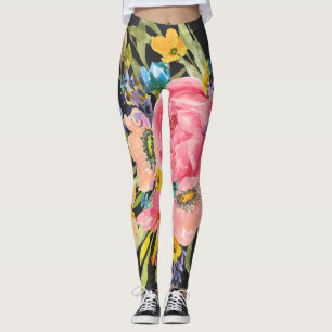 Waterverf Roos Floral Bouquet Leggings