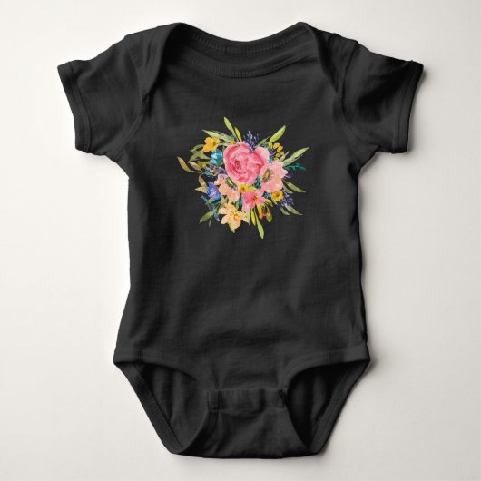 Waterverf Roos Floral Bouquet Romper (Voorkant)