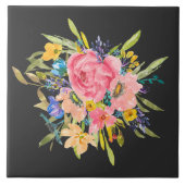 Waterverf Roos Floral Bouquet Tegeltje (Voorkant)