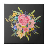 Waterverf Roos Floral Bouquet Tegeltje (Voorkant)
