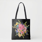 Waterverf Roos Floral Bouquet Tote Bag (Voorkant)