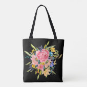 Waterverf Roos Floral Bouquet Tote Bag (Achterkant)