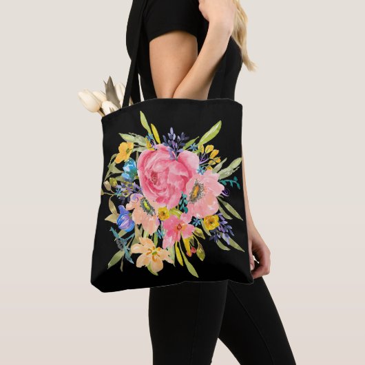 Waterverf Roos Floral Bouquet Tote Bag (Dichtbij)