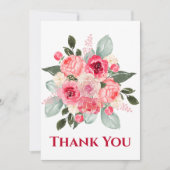 Waterverf Roos Floral Hartelijk dank Feestdagenkaart (Voorkant)