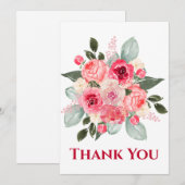 Waterverf Roos Floral Hartelijk dank Feestdagenkaart (Voorkant / Achterkant)