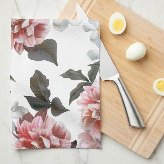 Waterverf Roos Floral Kitchen Towel Theedoek (Quarter Fold)