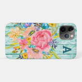 Waterverf Roos Floral Spray met Initiaal Case-Mate iPhone Case (Achterkant (horizontaal))