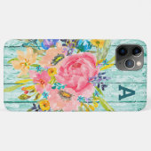 Waterverf Roos Floral Spray met Initiaal Case-Mate iPhone Case (Achterkant (horizontaal))
