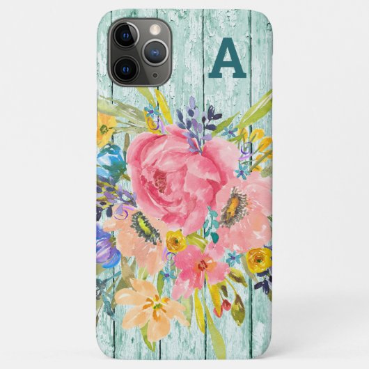 Waterverf Roos Floral Spray met Initiaal Case-Mate iPhone Case (Achterkant)