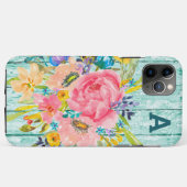 Waterverf Roos Floral Spray met Initiaal Case-Mate iPhone Case (Achterkant (horizontaal))