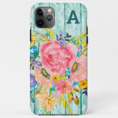 Waterverf Roos Floral Spray met Initiaal Case-Mate iPhone Case (Achterkant)