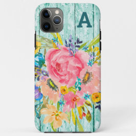 Waterverf Roos Floral Spray met Initiaal Case-Mate iPhone Case