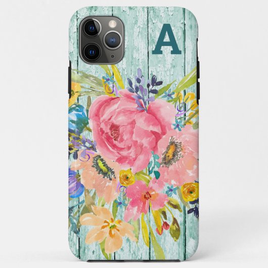 Waterverf Roos Floral Spray met Initiaal Case-Mate iPhone Case (Achterkant)