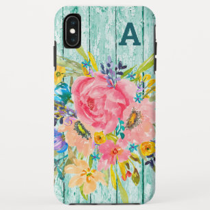 Waterverf Roos Floral Spray met Initiaal Case-Mate iPhone Case