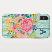 Waterverf Roos Floral Spray met Initiaal Case-Mate iPhone Case (Achterkant (horizontaal))
