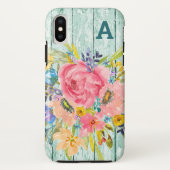 Waterverf Roos Floral Spray met Initiaal Case-Mate iPhone Case (Achterkant)