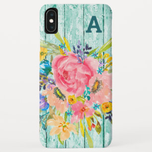 Waterverf Roos Floral Spray met Initiaal Case-Mate iPhone Case