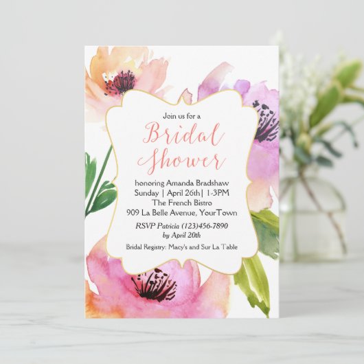 Waterverf Roos Floral Vrijgezellenfeest Kaart (Staand voorkant)