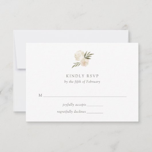 Waterverf Roos Floral Wedding RSVP Kaart (Voorkant)
