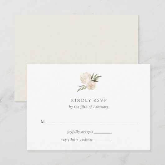 Waterverf Roos Floral Wedding RSVP Kaart (Voorkant / Achterkant)