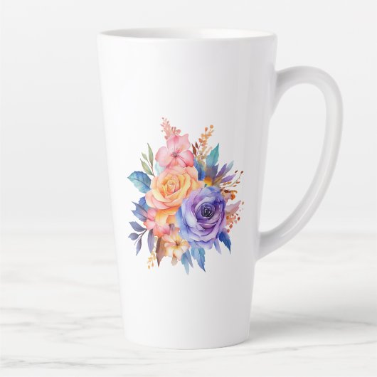 Waterverf Roos Flowers Design-58392 Latte Mok (Rechts)