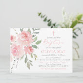 Waterverf Roos Garden Girl Baptism Kaart (Staand voorkant)